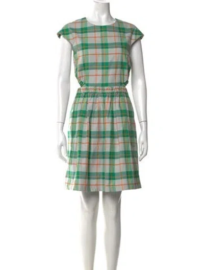 Pre-owned Tibi Plaid Print Mini Dress In Green