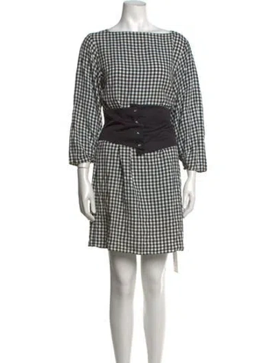 Pre-owned Tibi Plaid Print Mini Dress In Grey