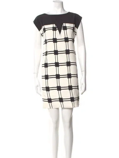 Pre-owned Tibi Plaid Print Mini Dress In White