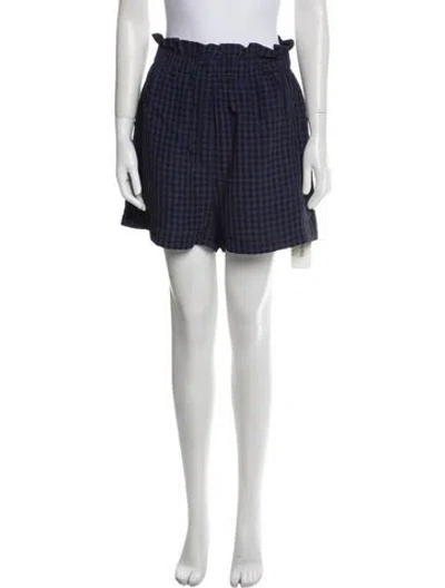 Pre-owned Tibi Plaid Print Mini Shorts In Blue