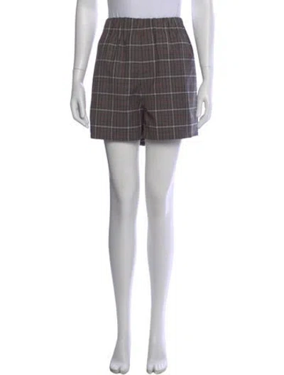 Pre-owned Tibi Plaid Print Mini Shorts In Gray