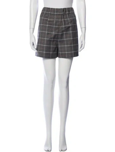 Pre-owned Tibi Plaid Print Mini Shorts In Gray