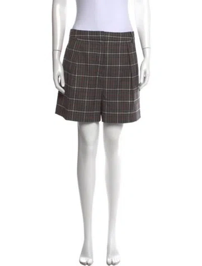 Pre-owned Tibi Plaid Print Mini Shorts In Gray