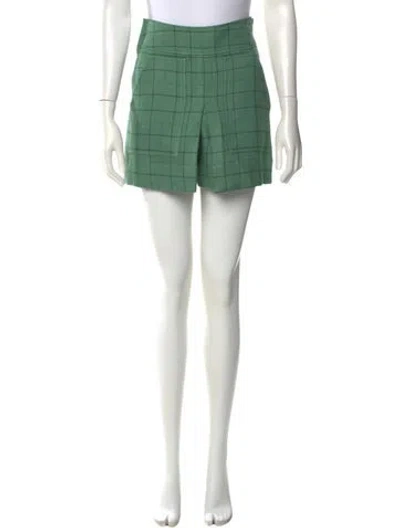 Pre-owned Tibi Plaid Print Mini Shorts In Green