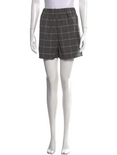 Pre-owned Tibi Plaid Print Mini Shorts In Grey