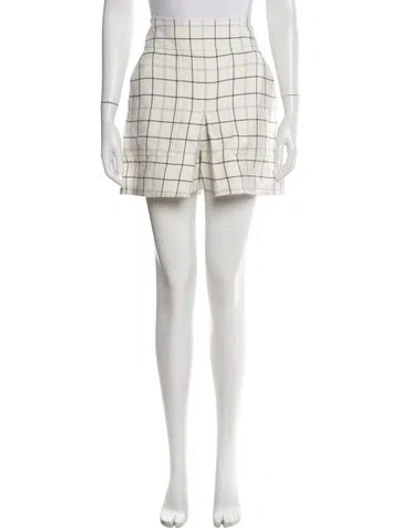 Pre-owned Tibi Plaid Print Mini Shorts In White