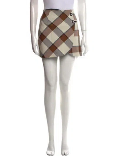 Pre-owned Tibi Plaid Print Mini Skirt In Brown