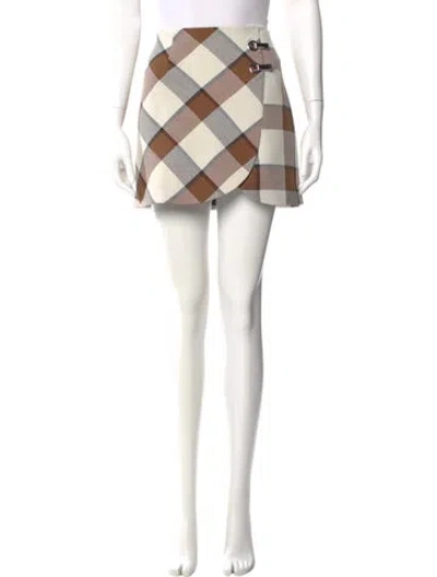 Pre-owned Tibi Plaid Print Mini Skirt In Brown