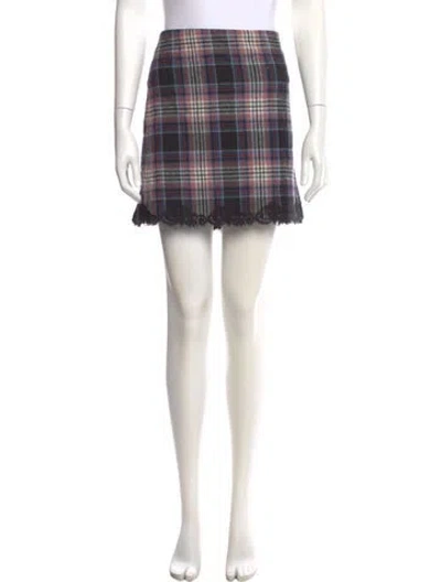 Pre-owned Tibi Plaid Print Mini Skirt In Gray