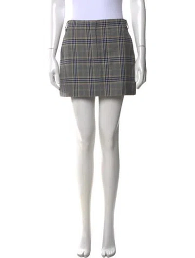 Pre-owned Tibi Plaid Print Mini Skirt In Gray