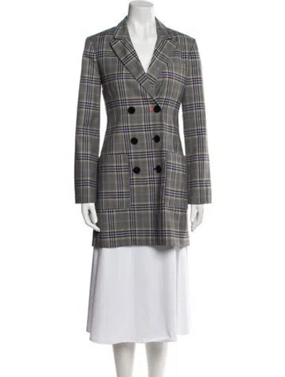 Pre-owned Tibi Plaid Print Peacoat In Gray