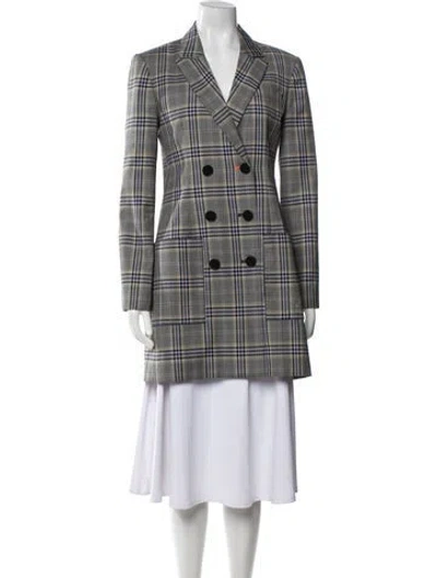 Pre-owned Tibi Plaid Print Peacoat In Gray