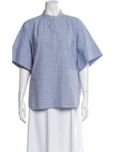Pre-owned Tibi Plaid Print Short Sleeve Top In Multi