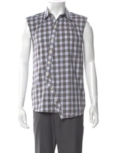 Pre-owned Tibi Plaid Print Sleeveless Western Shirt In Neutral