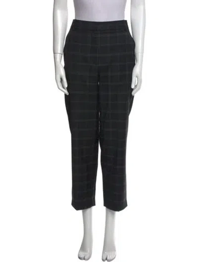 Pre-owned Tibi Plaid Print Straight Leg Pants In Black