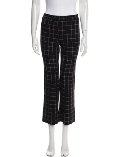 Pre-owned Tibi Plaid Print Straight Leg Pants In Black