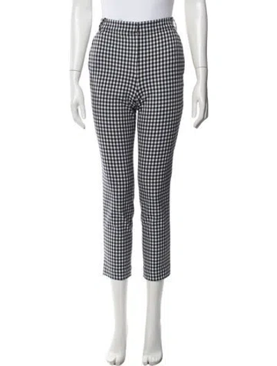 Pre-owned Tibi Plaid Print Straight Leg Pants In Black