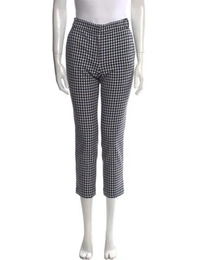 Pre-owned Tibi Plaid Print Straight Leg Pants In Blue