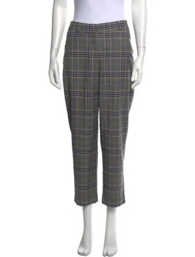 Pre-owned Tibi Plaid Print Straight Leg Pants In Blue