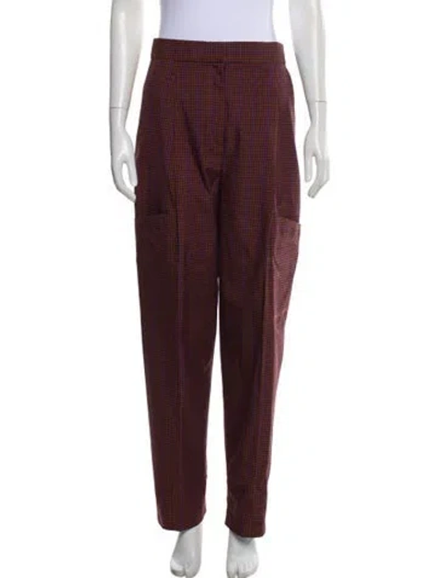 Pre-owned Tibi Plaid Print Straight Leg Pants In Brown