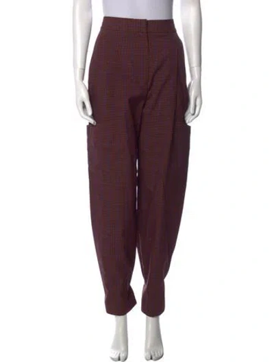 Pre-owned Tibi Plaid Print Straight Leg Pants In Brown