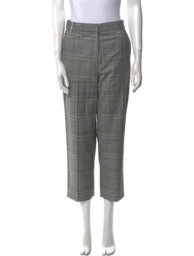 Pre-owned Tibi Plaid Print Straight Leg Pants In Gray