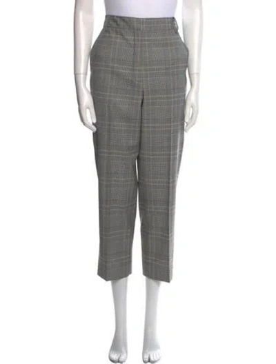 Pre-owned Tibi Plaid Print Straight Leg Pants In Gray
