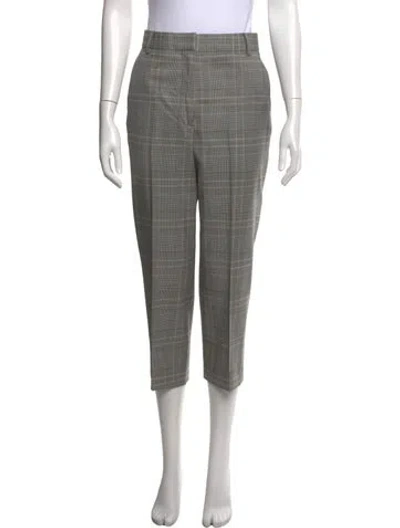 Pre-owned Tibi Plaid Print Straight Leg Pants In Gray