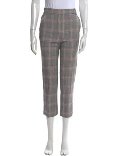 Pre-owned Tibi Plaid Print Straight Leg Pants In Green