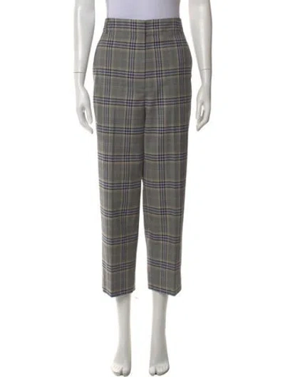 Pre-owned Tibi Plaid Print Straight Leg Pants In Green