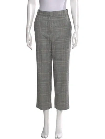 Pre-owned Tibi Plaid Print Straight Leg Pants In Grey