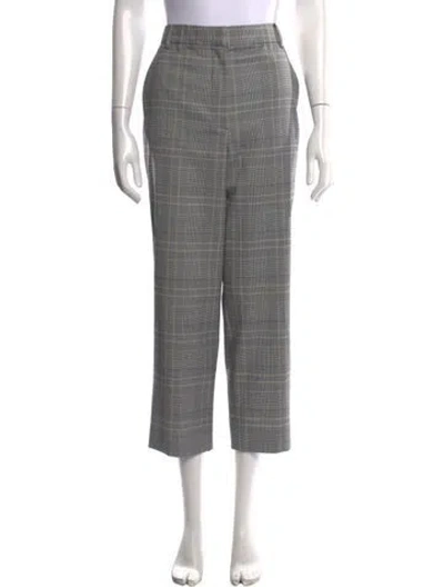 Pre-owned Tibi Plaid Print Straight Leg Pants In Grey