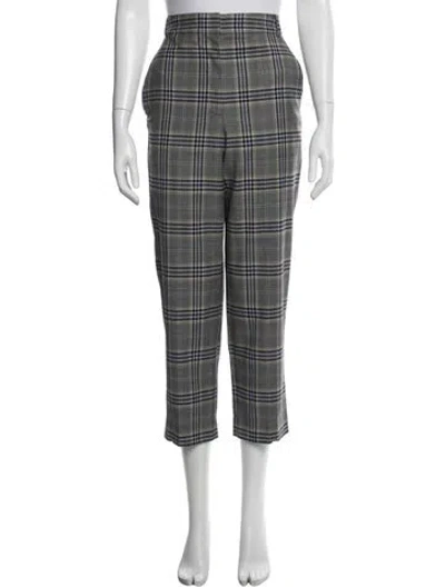 Pre-owned Tibi Plaid Print Straight Leg Pants In Multi