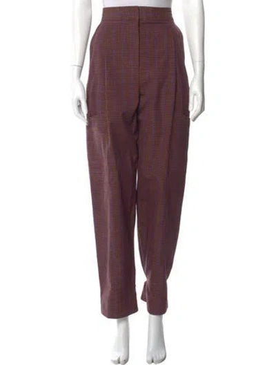 Pre-owned Tibi Plaid Print Straight Leg Pants In Purple