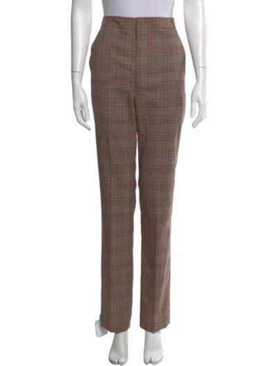 Pre-owned Tibi Plaid Print Straight Leg Pants W/ Tags In Brown