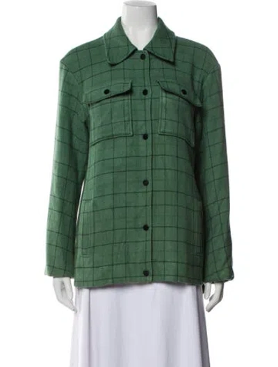 Pre-owned Tibi Plaid Print Utility Jacket In Green