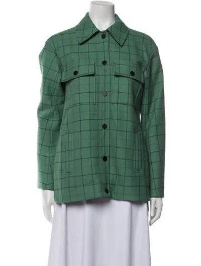 Pre-owned Tibi Plaid Print Utility Jacket In Green