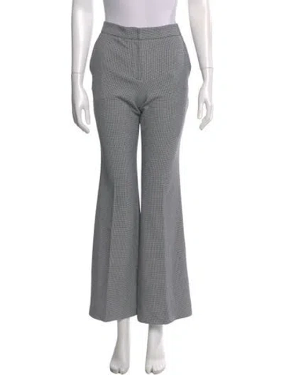 Pre-owned Tibi Plaid Print Wide Leg Pants In Black