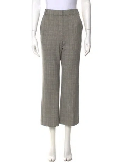 Pre-owned Tibi Plaid Print Wide Leg Pants In Black