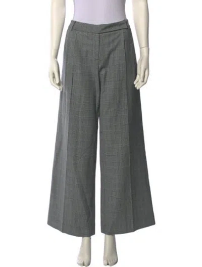 Pre-owned Tibi Plaid Print Wide Leg Pants In Gray