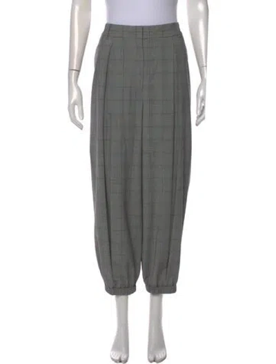 Pre-owned Tibi Plaid Print Wide Leg Pants In Gray
