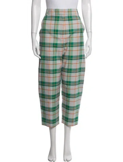 Pre-owned Tibi Plaid Print Wide Leg Pants In Grey
