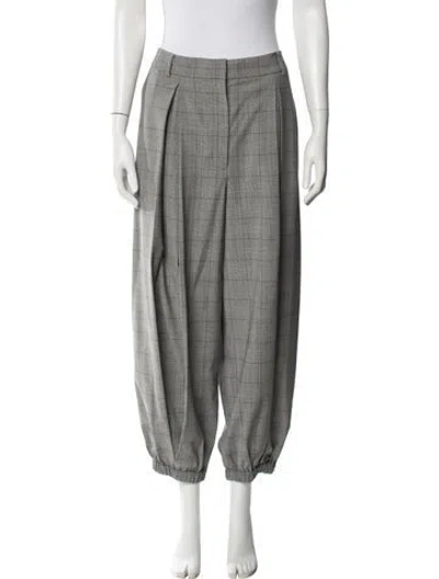 Pre-owned Tibi Plaid Print Wide Leg Pants W/ Tags In Black