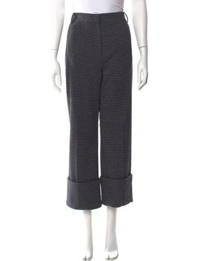 Pre-owned Tibi Plaid Print Wide Leg Pants W/ Tags In Gray