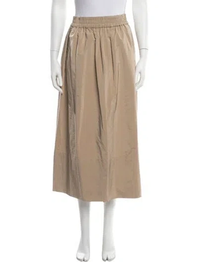 Pre-owned Tibi Pleated Accents Long Skirt In Brown/neutrals