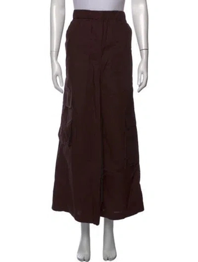 Pre-owned Tibi Pleated Accents Long Skirt In Burgundy