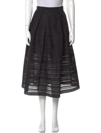 Pre-owned Tibi Pleated Accents Midi Length Skirt In Black