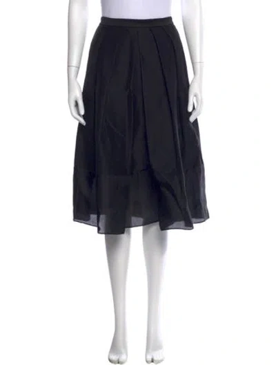 Pre-owned Tibi Pleated Accents Midi Length Skirt In Black