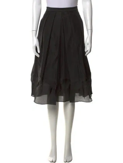 Pre-owned Tibi Pleated Accents Midi Length Skirt In Black