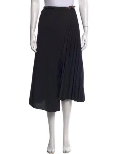 Pre-owned Tibi Pleated Accents Midi Length Skirt In Black